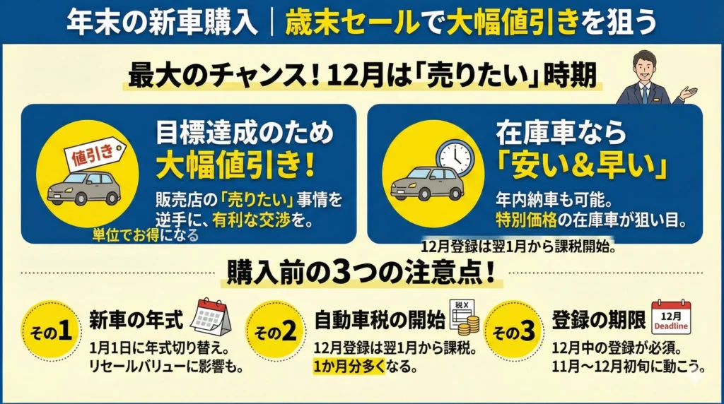 年末の新車購入|歳末セールで大幅値引きを狙う