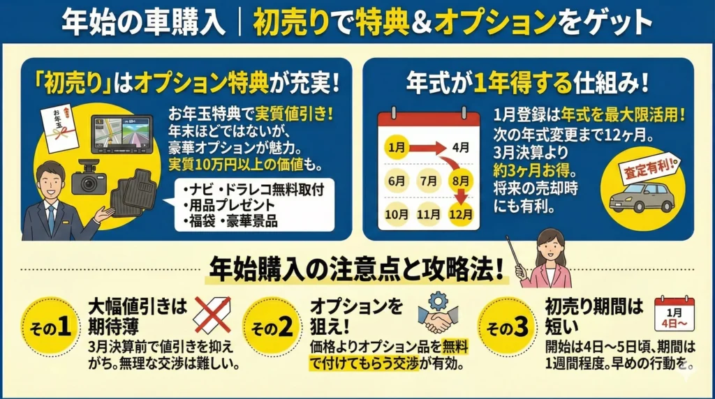 年始の車購入|初売りで特典&オプションをゲット